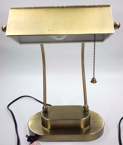 Vintage mcm brass desk - desk, lamp
