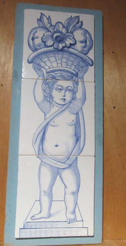 Cherub blue glazed - blue, ceramic