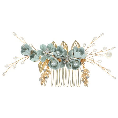 Green bridal hair comb - bridal,