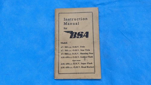 Bsa a10 instruction manual - bsa,