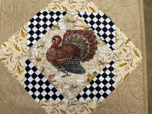 Handmade quilted pheasant run - quilted,