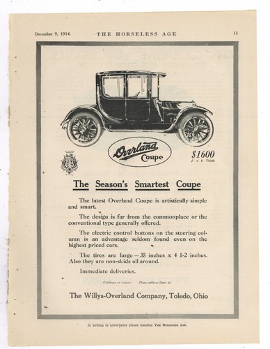 1915 willys overland - 1915, ad: