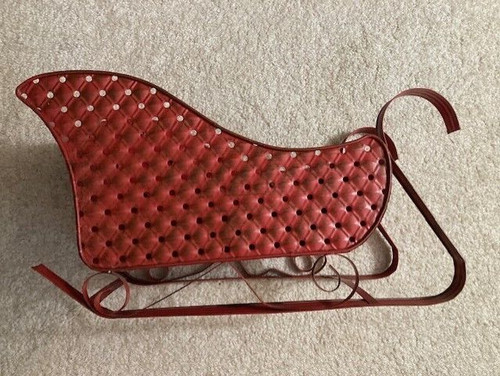 Vintage red metal santa sleigh - vintage,