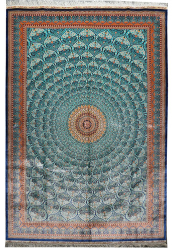 Silk rug turquoise - 9,