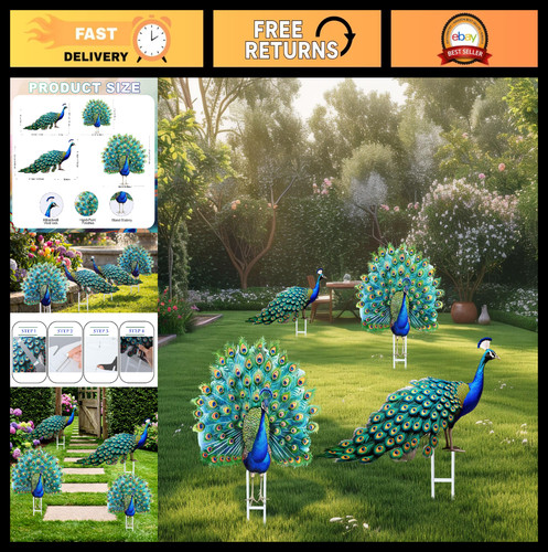 Metal peacock statues 4 - peacock,