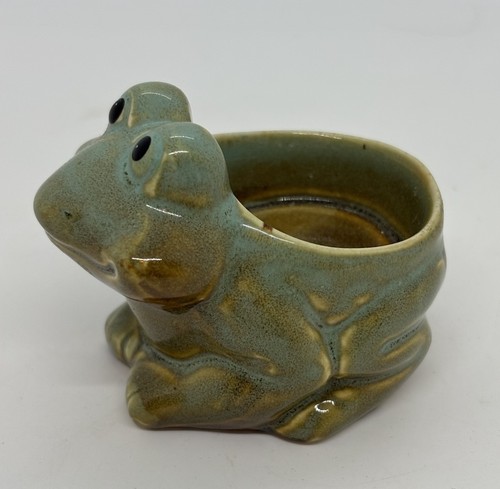 Green ceramic frog - ceramic,