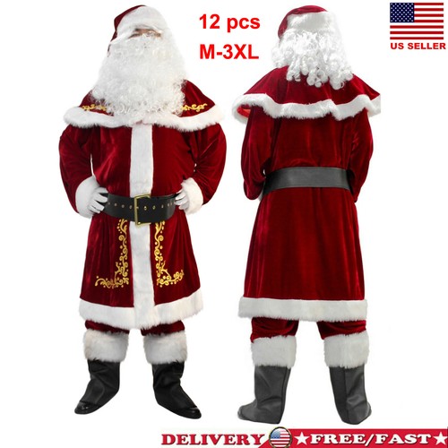 Men deluxe santa suit - men's, 12pc