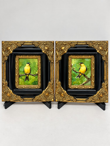 Golden songbirds pair of - golden,