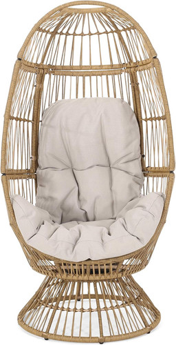 Light brown wicker swivel - light, egg