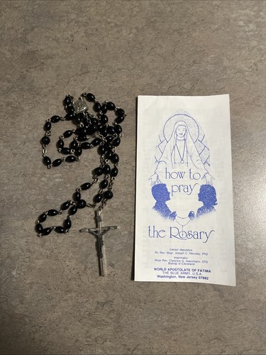 Vintage catholic rosary black - vintage,
