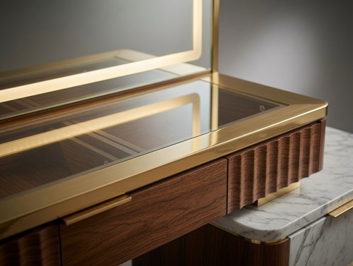 Wood glass vanity set - wood,
