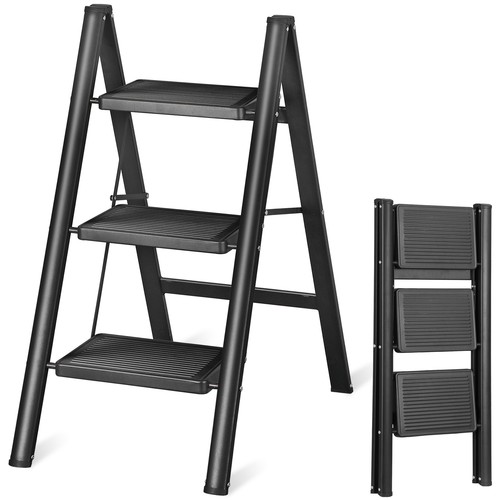Foldable three step ladder - three,