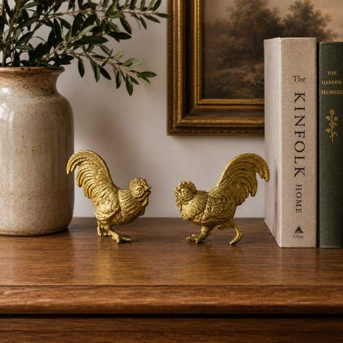 Vintage brass rooster - 2,