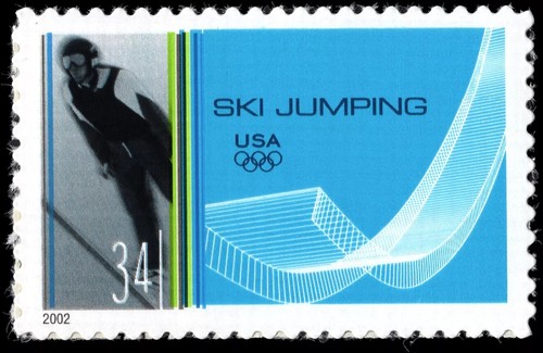 Ski jumping the stamp - ski,