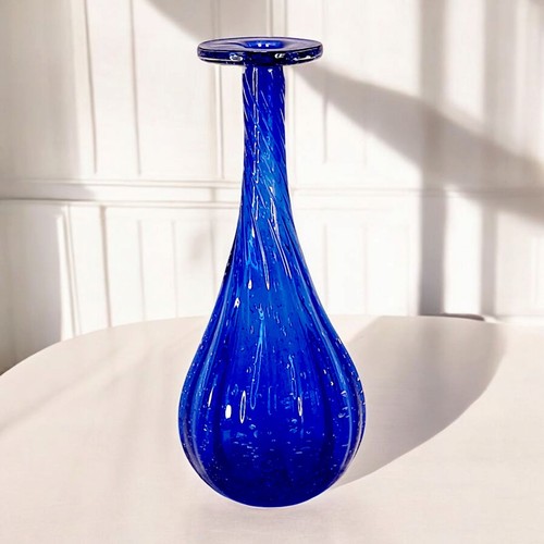 Vintage art glass vase cobalt - art,