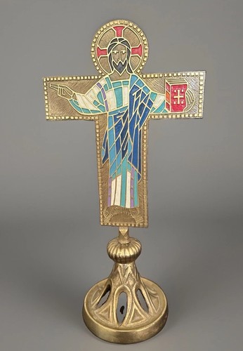 Altar cross brass enamel - brass,