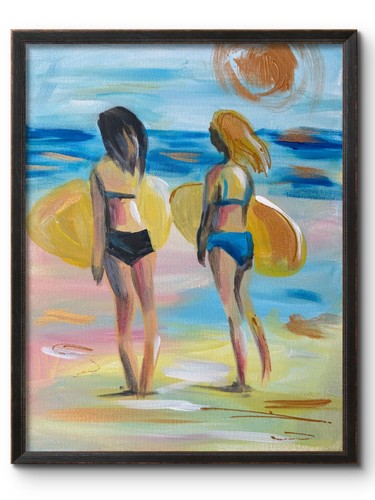 Surfer girls paddling out - girls,