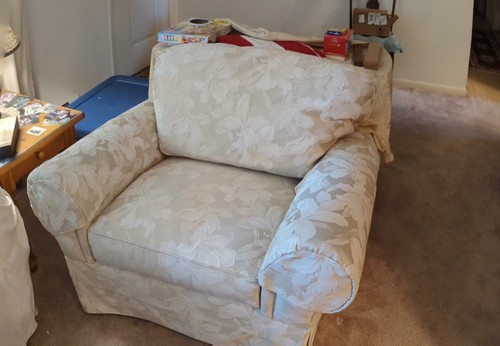Beige floral sofa - sofa, couch
