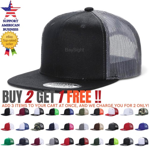 Mesh trucker hat flat brim - mesh,