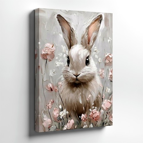 Wall art white - white, rabbit
