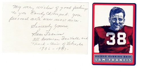 Nfl 1937 sam francis - francis, nebraska