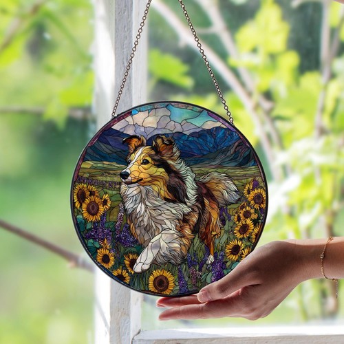 Sheltie stained glass - sheltie,