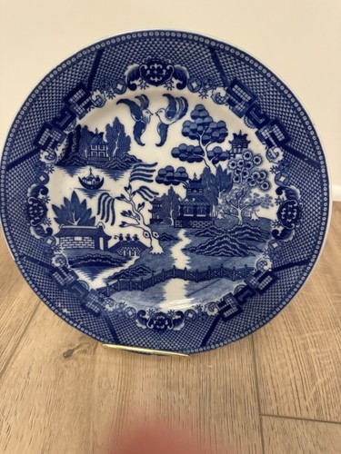 Antique blue willow dinner - blue,