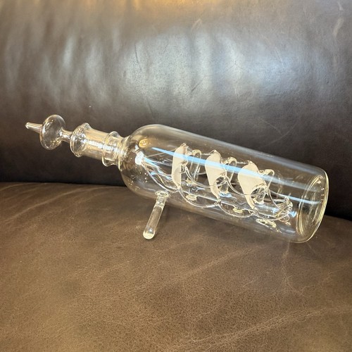 Vtg blown glass ship - blown,