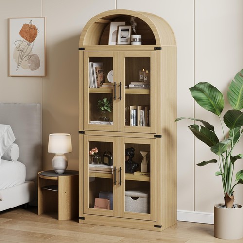 Tall arched bookshelf wooden - arched,