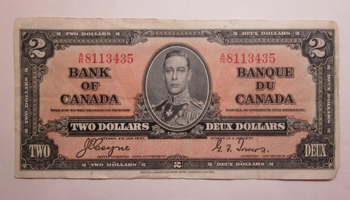 1937 bank canada 2 - 1937, $2