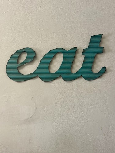 Aqua corrugated tin eat - corrugated, “eat”