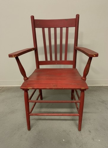 Antique vintage red slat - slat, back