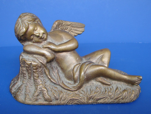Brass sleeping cherub angel - brass,
