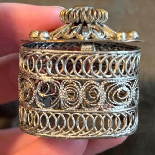 Vintage filigree pill box - vintage,