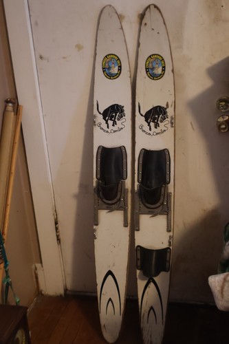Vintage wooden waterskis water - vintage,