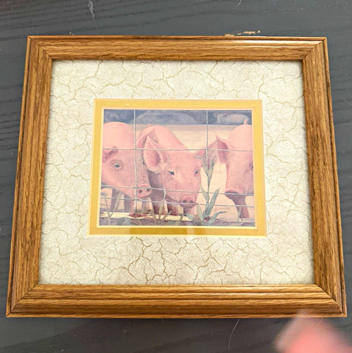 Framed pig print wall - framed,