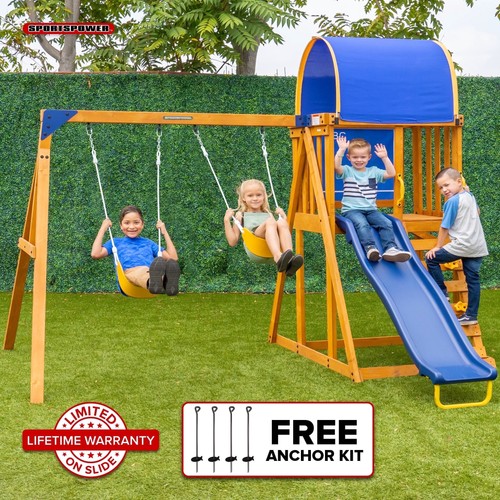 Outdoor wooden swing set - wooden,