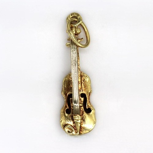 14k yellow gold violin pendant - yellow,