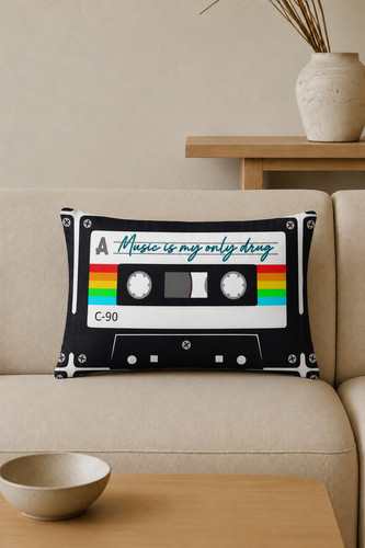 Cassette pillow - cassette, -20x12