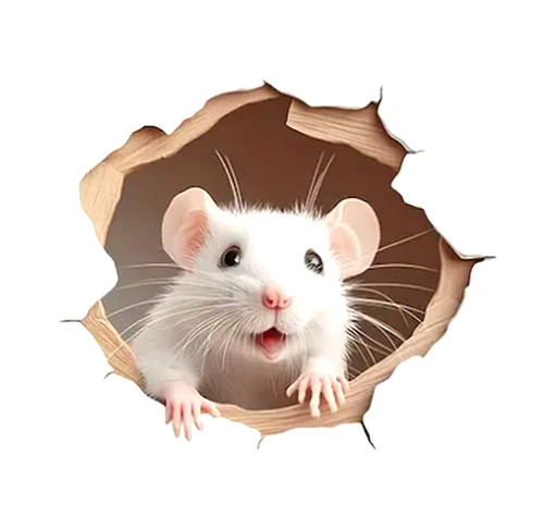 Realistic white cute mouse - realistic,