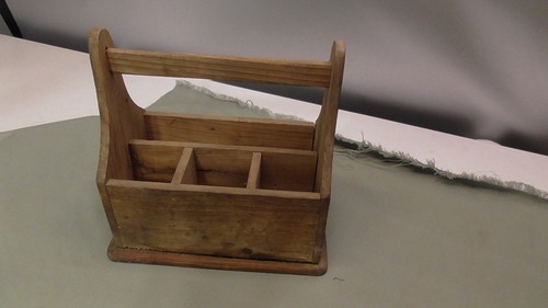 Vintage wood tool caddy tote - wood,