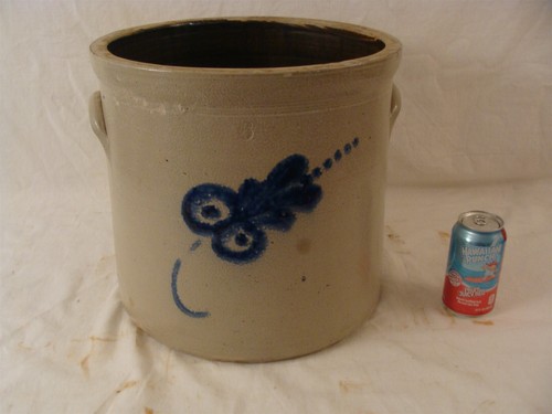 Antique 19c gallon blue slip - 19c,