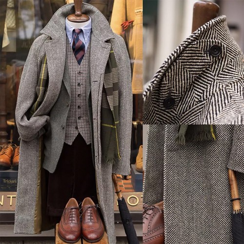 Men overcoat suits herringbone - men,