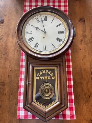 Antique regulator school clock - school,