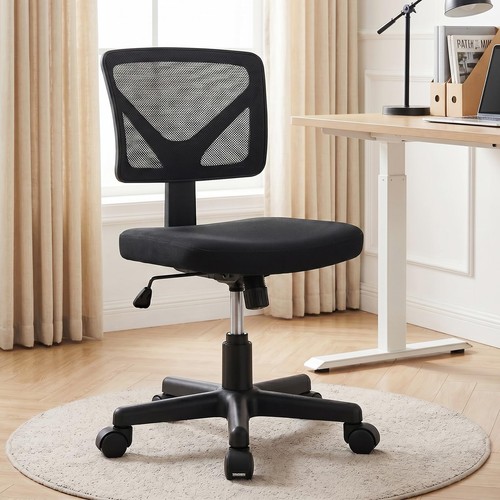 Black mesh armless - mesh, office