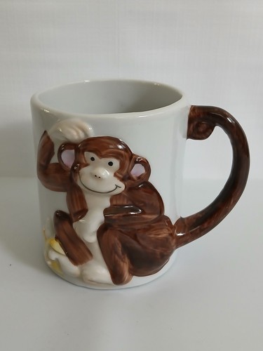 Vtg 1970s ceramic monkey - 1970s, 3d