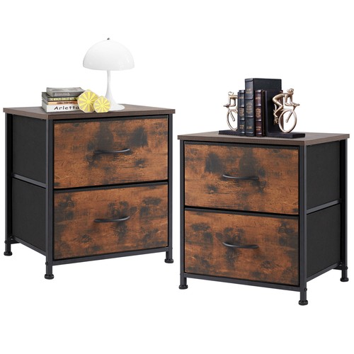 2pcs nightstand with fabric - 2,