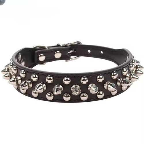 Spiked studded leather dog - leather,