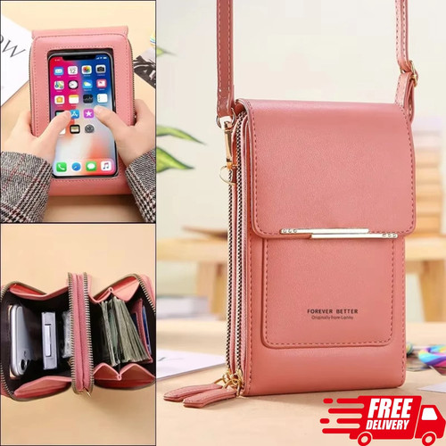Women touch screen cell phone - touch,