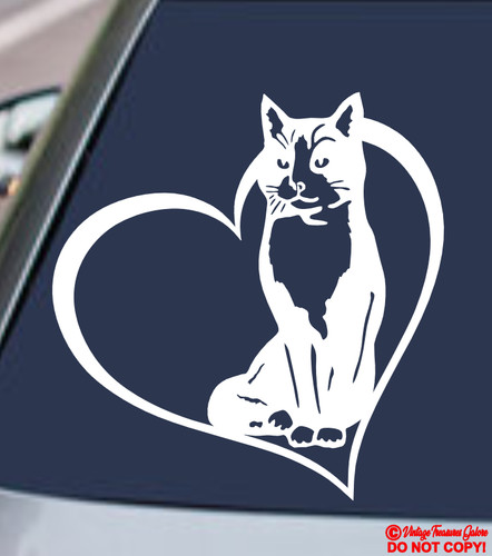 Tuxedo cat heart vinyl decal - tuxedo,